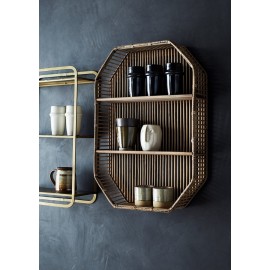 madam stoltz etagere murale bois bambou rotin naturel 18Y1105