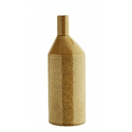Vase bouteille forme géométrique grès jaune moutarde Madam Stoltz