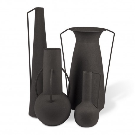 pols potten roman vases design metal acier noir set de 4