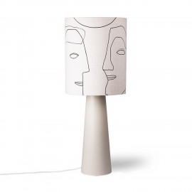 hk living abat jour pour lampe de table visages lin blanc ecru