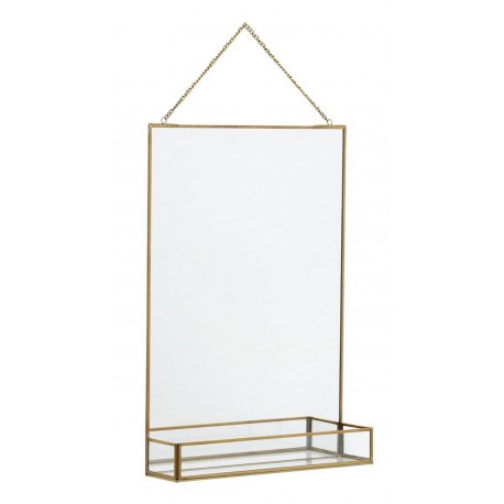 nordal miroir retro metal dore avec tablette