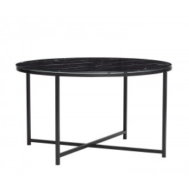 hubsch table basse ronde verre noir marbre metal noir 021118