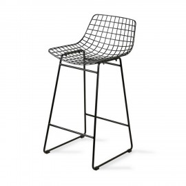 hk living wire tabouret de bar design metal filaire grillage noir