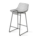 hk living wire tabouret de bar design metal filaire grillage noir