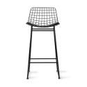 hk living wire tabouret de bar design metal filaire grillage noir