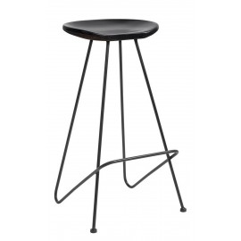 tabouret de bar design epure metal bois noir nordal