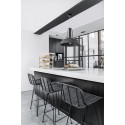 tabouret de bar design rotin noir metal hk living