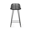 tabouret de bar design rotin noir metal hk living