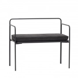 hubsch banc design metal bois noir coussin 021102