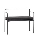 hubsch banc design metal bois noir coussin 021102