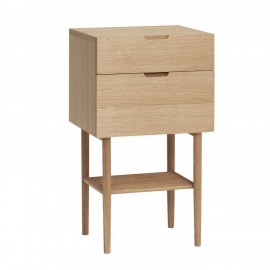 Table de chevet design rangement 2 tiroirs bois chêne Hübsch