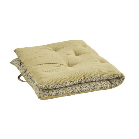 madam stoltz matelas de banquette indien reversible jaune raye fleuri