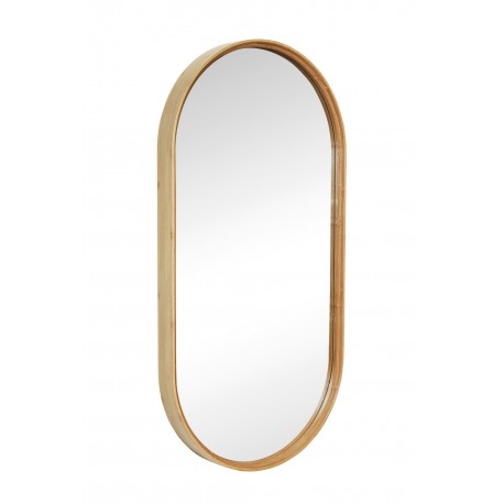 hubsch miroir mural ovale cadre bois de bambou  style scandinave