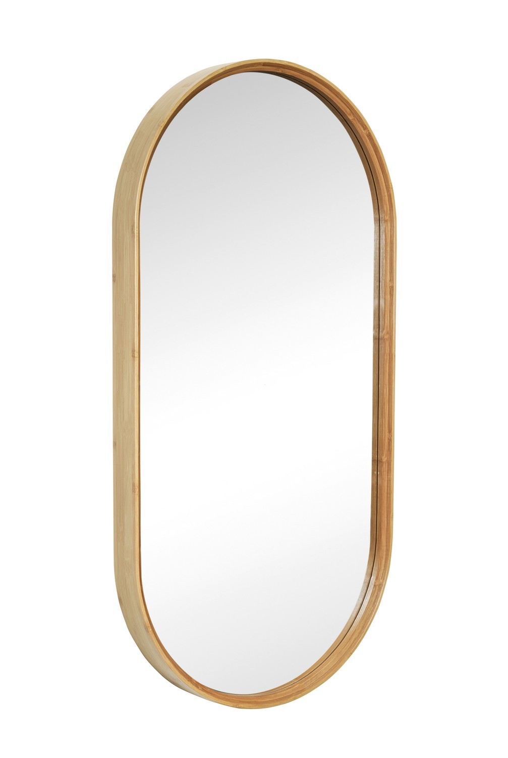 hubsch miroir mural ovale cadre bois de bambou style scandinave - Kdesign
