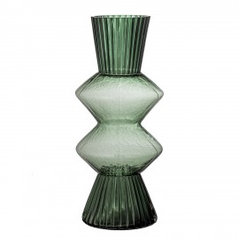 bloomingville vase verre style neo art deco vert