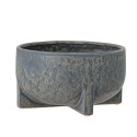 bloomingville cache pot gres patine bleu rond plat bas beryl