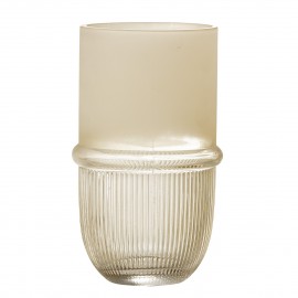 bloomingville vase droit verre beige texture strie belise