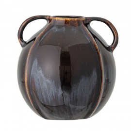 bloomingville vase gres rond rustique brun 2 poignees inela