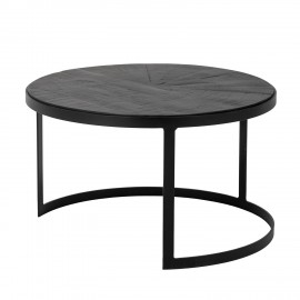 bloomingville table basse design ronde noire bois manguier metal frei