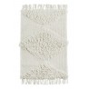 madam stoltz petit tapis tufte poil long blanc ecru