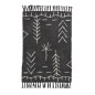 madam stoltz petit tapis coton noir motif blanc franges
