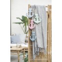 ib laursen plaid coton raye bleu clair franges style bord de mer