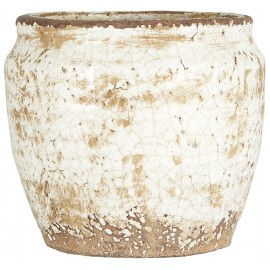 ib laursen cache pot craquele terre cuite beige blanc patine ancien