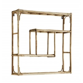 madam stoltz etagere murale carree rustique bois bambou