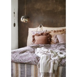 madam stoltz housse de coussin carre coton franges imprime fleuri