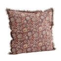 madam stoltz housse de coussin coton imprime fleuri rouge franges