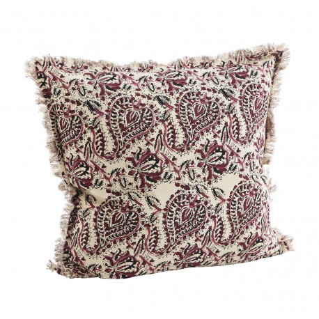 madam stoltz housse coussin coton grands motifs indien rose beige gris