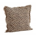 madam stoltz coussin imprime petites fleurs beige marron brun noir