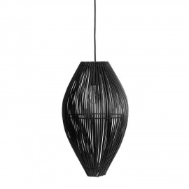 Muubs Fishtrap M längliche Designer-Pendelleuchte aus Bambus in Schwarz