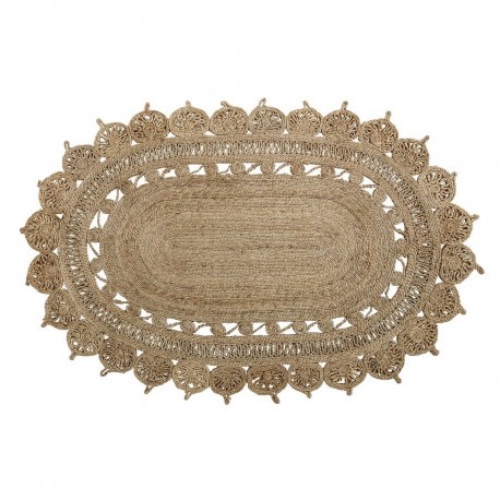 Tapis ovale jute tressée effet  broderie Bloomingville