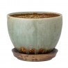 bloomingville cache pot sous coupe gres emaille poterie artisanal vert