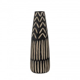 bloomingville vase decoratif en bois grave sculpte noir noami