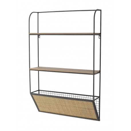 bloomingville etagere murale fine etroite metal rotin bois