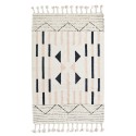 madam stoltz tapis coton blanc tisse main motif geometrique rose noir