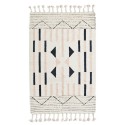 madam stoltz tapis coton blanc tisse main motif geometrique rose noir