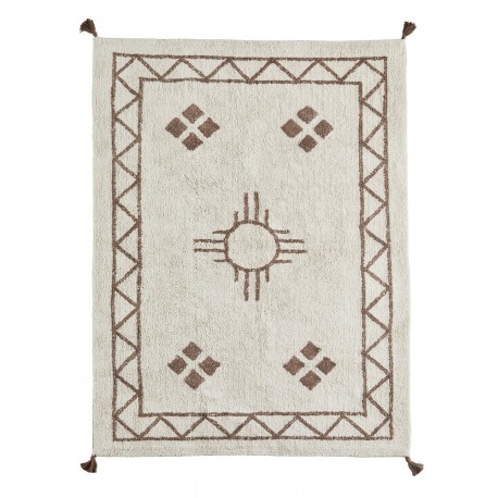 madam stoltz tapis moelleux tufte blanc motif marron brun