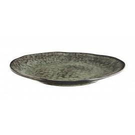madam stoltz assiette plate gres emaille vert poterie