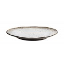 madam stoltz grande assiette plate rustique gres bicolore blanc brun