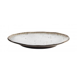 madam stoltz assiette plate aspect mineral gre blanc marron