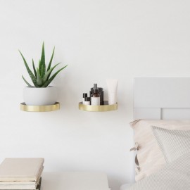 umbra petite tablette murale ronde metal dore laiton perch