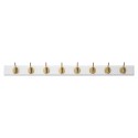 grand portemanteau mural barre bois blanc pateres metal dore laiton