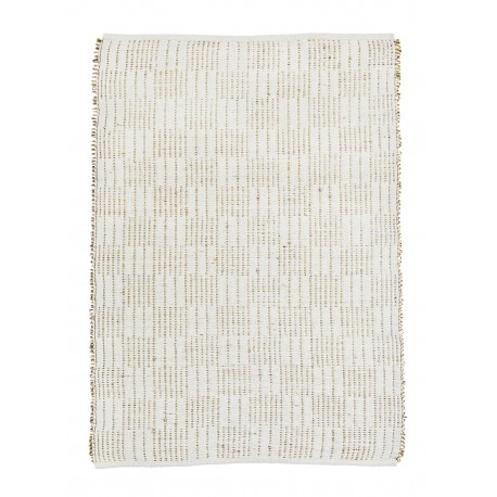 madam stoltz grand tapis jonc de mer coton imprime blanc nature