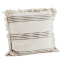 madam stoltz grande housse de coussin coton blanc ecru rayres franges