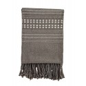 madam stoltz plaid coton recycle gris taupe rayures franges