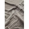 madam stoltz plaid coton recycle gris taupe rayures franges