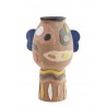 madam stoltz grand vase masque visage ethnique multicolore gres